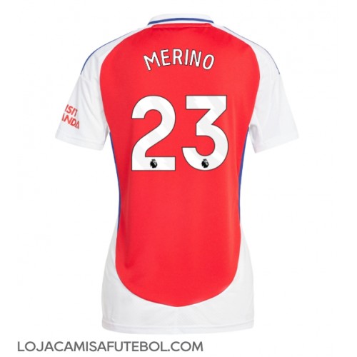 Camisa de Futebol Arsenal Mikel Merino #23 Equipamento Principal Mulheres 2024-25 Manga Curta